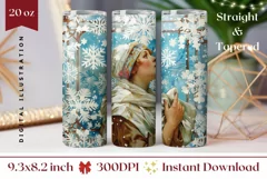 Christmas Girl Tumbler Design, Winter Forest Tumbler Wrap Product Image 1