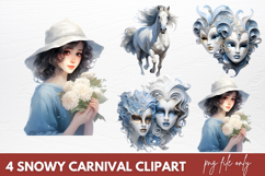 Snowy Carnival Watercolor Clipart. snowy Watercolor Product Image 1