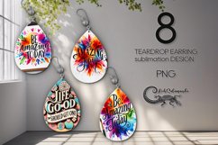 Boho inscription | 8 Teardrop Earring sublimation designs Product Image 1
