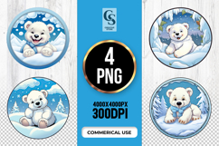 Cute Polar Bear Winter Clipart Sublimation PNG Product Image 1