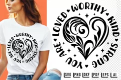 You Are Loved, Worthy, Kind, Strong, Funny Girl Shirt SVG Product Image 1