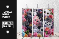 Cute cat pattern Tumbler Wrap | Sublimation | 20 oz Skinny Product Image 1