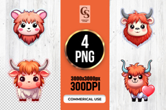 Cute Highland Cow Face Clipart Sublimation PNG Product Image 1