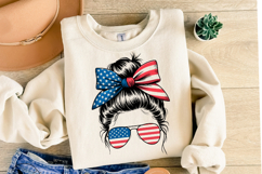 USA Messy Bun Svg Design | Svg Cut Files | Shirt Svg Product Image 2