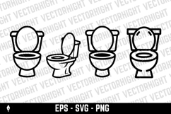 A simple black and white line art icon depicting a toilet Product Image 1