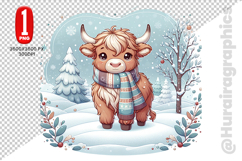 Cute Highland Cow Clipart - PNG File Product Image 2