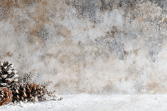 Pine Cones on Rustic Wall Background, Winter Border Product Image 1