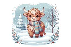 Cute Highland Cow Clipart - PNG File Product Image 1