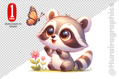 Cute Raccon Clipart - PNG File Product Image 1