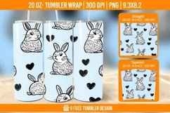 Cute Rabbit Seemless Tumbler Wrap Designs, Sublimation Wrap Product Image 1