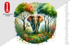 Cute Elephant Clipart - PNG File Product Image 2