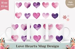Love Mug Design, Purple Love Hearts Mug Sublimation Product Image 1
