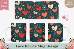 Floral Mug Template, Red Love Hearts Mug Sublimation Product Image 1