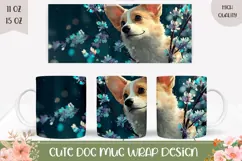Corgi Mug Design, Floral Mug PNG, Corgi Dog Mug Template Product Image 1