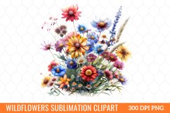 Colorful Wildflowers Sublimation Clipart Product Image 1