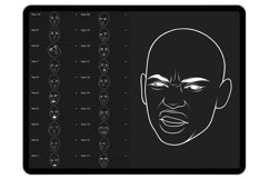 20 Procreate Black Man Face Emotion Stamp Brushes Product Image 2