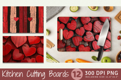 Red Wooden Hearts Cutting Boards sublimation Designs Product Image 1