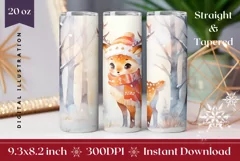 Christmas Tumbler Wrap, Christmas Watercolor Deer Tumbler Product Image 1