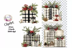 Christmas, Presents, Ephemera, PNG, watercolor, Clipart Product Image 1
