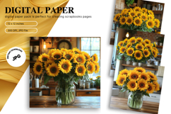 Sunflower Background Wallpaper Digital Paper Wall Art Product Image 1