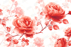 Red Watercolor Roses Floral Pattern Background JPG Product Image 1