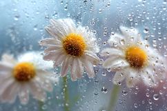 Rainy Glass Daisy Flower Background Photo Texture Product Image 1