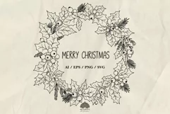 Holly Christmas wreath SVG PNG EPS Product Image 1