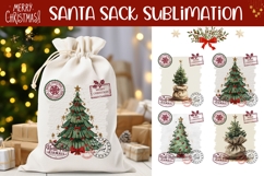 Cartoon Christmas Tree Santa Sack Designs, Winter Print Product Image 1