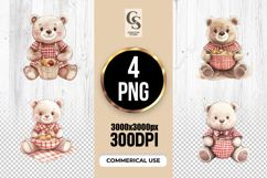 Cute Teddy Bear Picnic Clipart Sublimation PNG Product Image 1