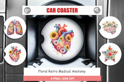 Floral Retro Medical Anatomy Car Coaster Product Image 1