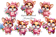 Corgi girl clipart, Cute Corgi dog png print, Corgi puppy Product Image 1