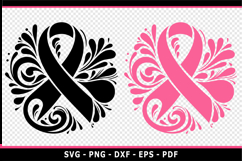 Flourish Black and pink breast cancer ribbon SVG PNG DXF Product Image 1