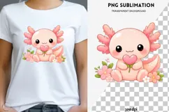 Pastel kawaii axolotl png design for T-shirts Product Image 1