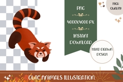 Red Panda Illustration, Red Panda PNG, Cartoon Panda Print Product Image 1