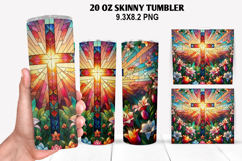 Cross Flower Skinny Tumbler 20oz Wrap Design, Easter Tumbler Product Image 1