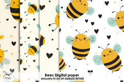 Bees digital paper, background clipart Product Image 1