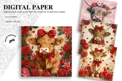 Highland Cow Background Cow Flower Vintage Wallpaper Product Image 1