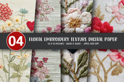 Floral Embroidery Texture Digital Paper Product Image 1