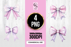 Polka Dot Bow Ribbon Watercolor Clipart Sublimation PNG Product Image 1
