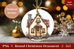 Watercolor Christmas Round Ornament, Winter Ornament Print Product Image 1