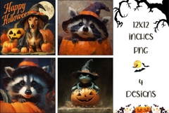 Cartoon Halloween Animals Backgrounds, Halloween PNG Product Image 1