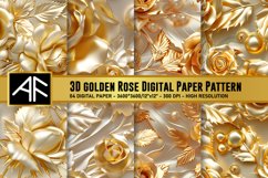 3D Golden Rose Digital paper Pattern Product Image 1
