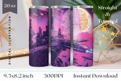 Futuristic Space Tumbler Wrap, Spaceship Tumbler Template Product Image 1
