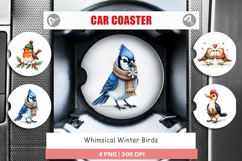 Whimsical Winter Birds Car Coaster Product Image 1
