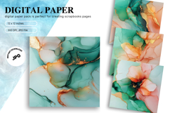 Green Watercolor Alcohol Ink Background Digital Paper Product Image 1