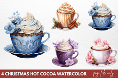 Christmas Hot Cocoa Watercolor Clipart PNG Product Image 1