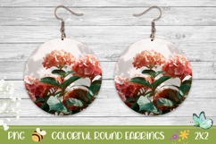 Watercolor Hydrangea Earrings Sublimation PNG Product Image 1