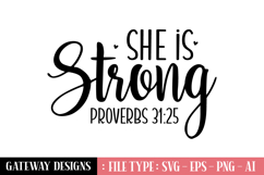 She Is Strong Proverbs 31 25 svg design Product Image 1