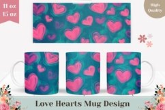 Love Mug Design, Pink Love Hearts Mug Template Product Image 1