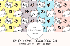 Cat Head Seamless Pattern Kawaii Kitten Product Image 1